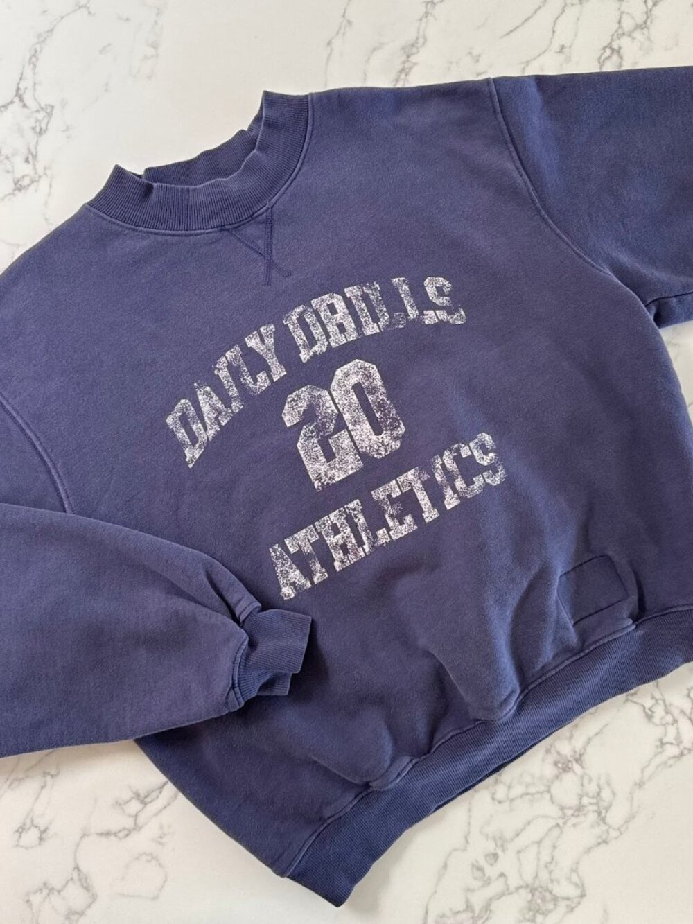 Daily Drills Fleece Vintage Athletics Crew - Navy - Size M/L